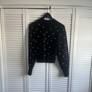 &OTHER STORIES Pearl Dot Puff Sweater in Black